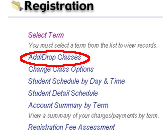 Add Drop Web Registration Steps