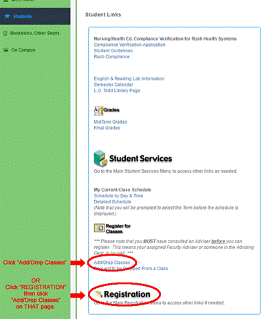 Add Drop Web Registration Steps