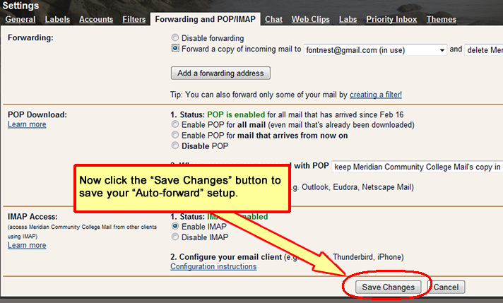Click "Save Changes" button